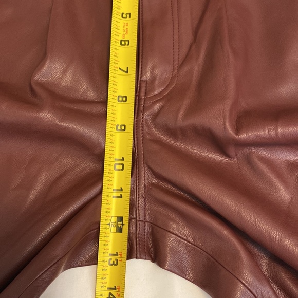 Pilcro The Breaker Cropped Faux Leather Pleated Pants Brown Size M - Picture 12 of 16